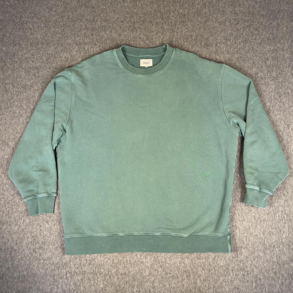 MATE Sweatshirt Womens XS/S Green Organic Cotton Terry Crewneck Relaxed Pullover